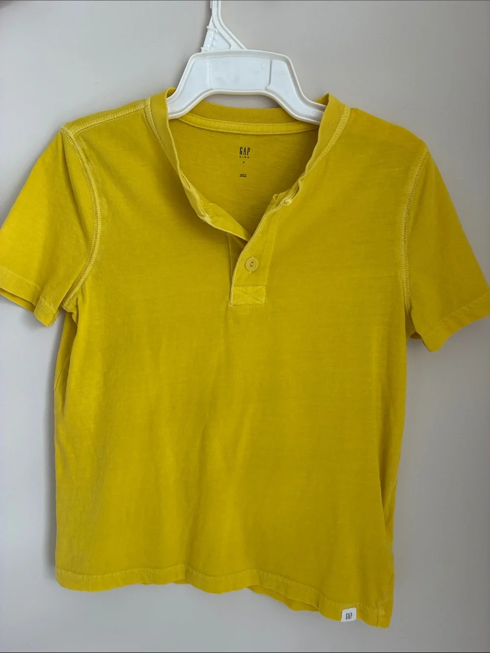 GAP Bright Yellow Short Sleeve Henley Tee
